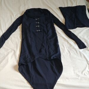 Navy Long Sleeve High-Low Blouse